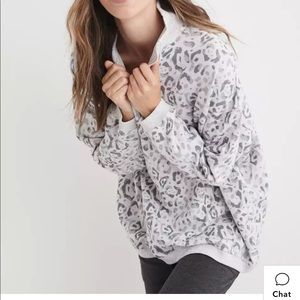 Oversized leopard quarter zip jacket